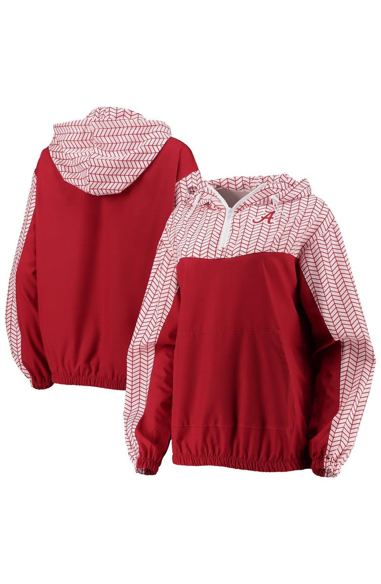ZOOZATZ Women's ZooZatz Crimson Alabama Crimson Tide Chevron Swishy Quarter-Zip Hoodie Jacket, Main, color, 