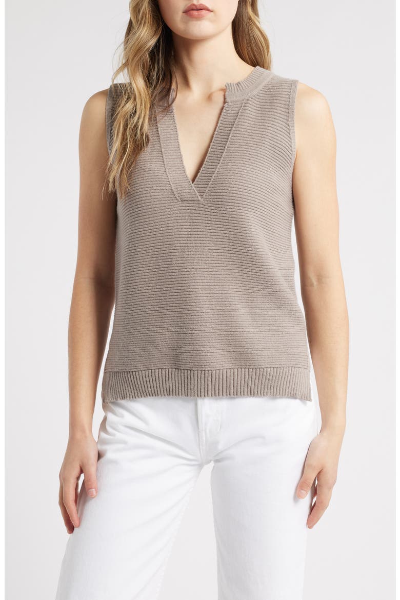 Lillian Relaxed Rib Sweater Tank, Main, color, MOON ROCK