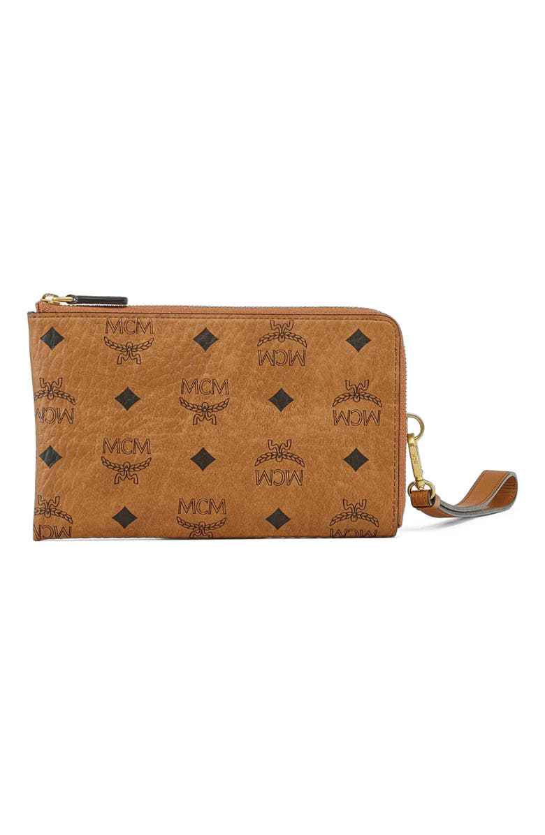 MCM Ottomar Travel Pouch in Visetos, Main, color, Cognac