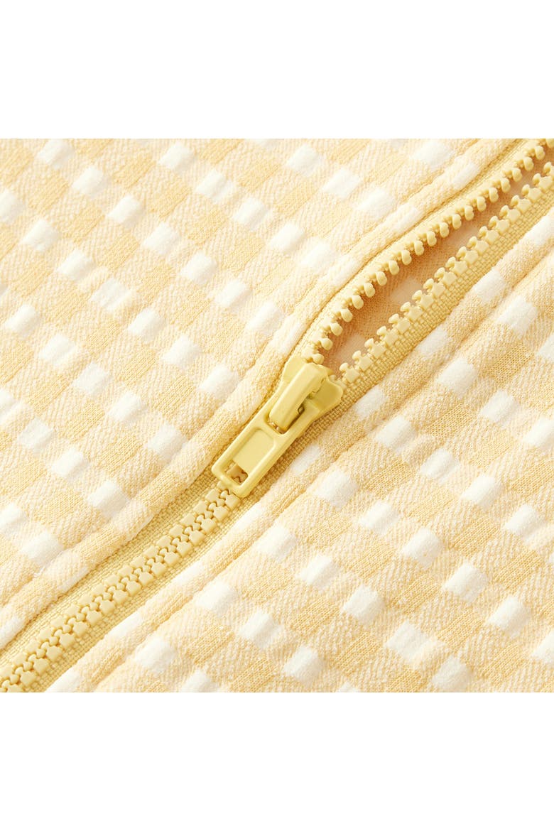 Zipper Shortall Swimsuit, Alternate, color, Yellow Gingham 