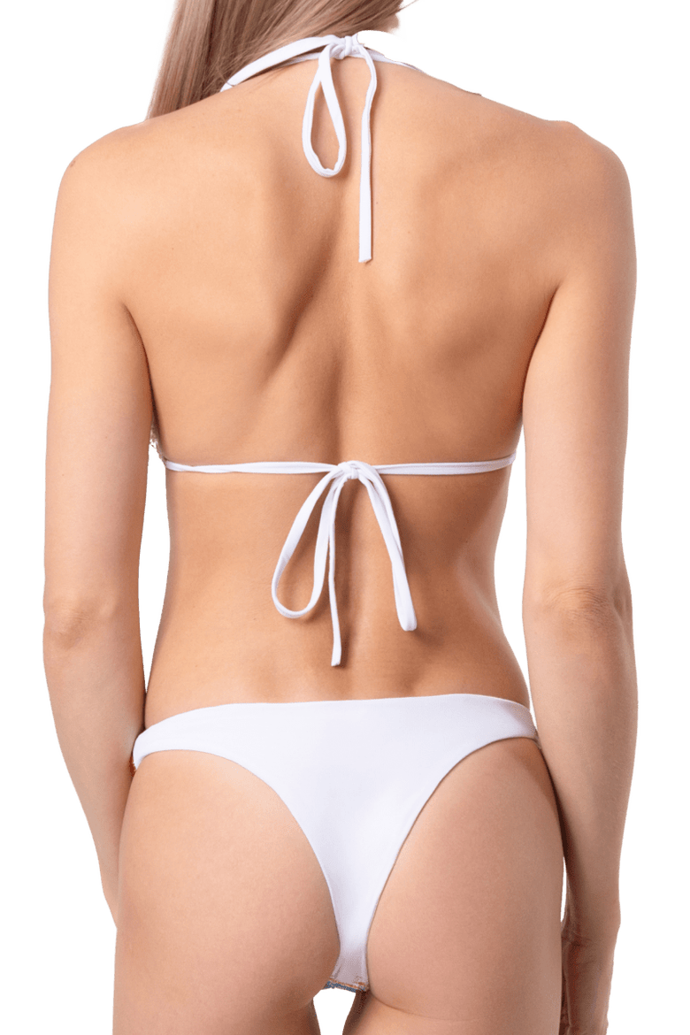 Limoncello Hand Beaded Triangle Bikini Top, Alternate, color, White