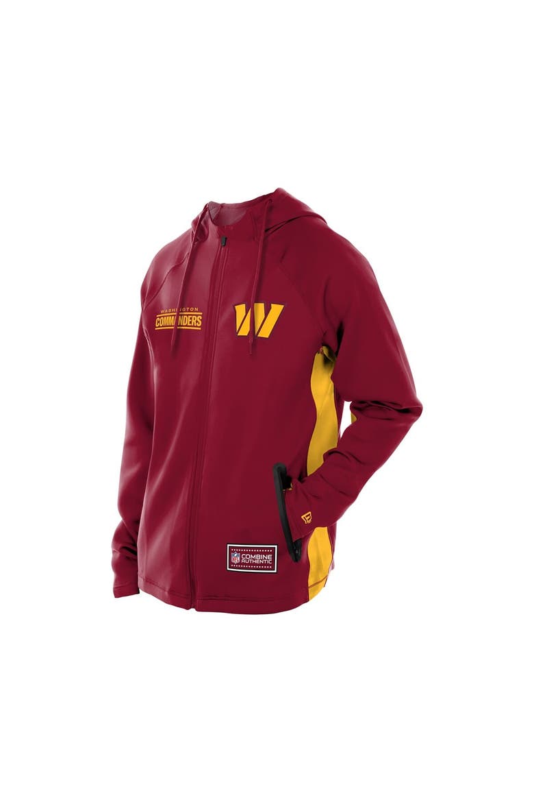 Men's New Era  Burgundy Washington Commanders Combine Authentic Raglan Scuba Full-Zip Hoodie, Alternate, color, Burgundy