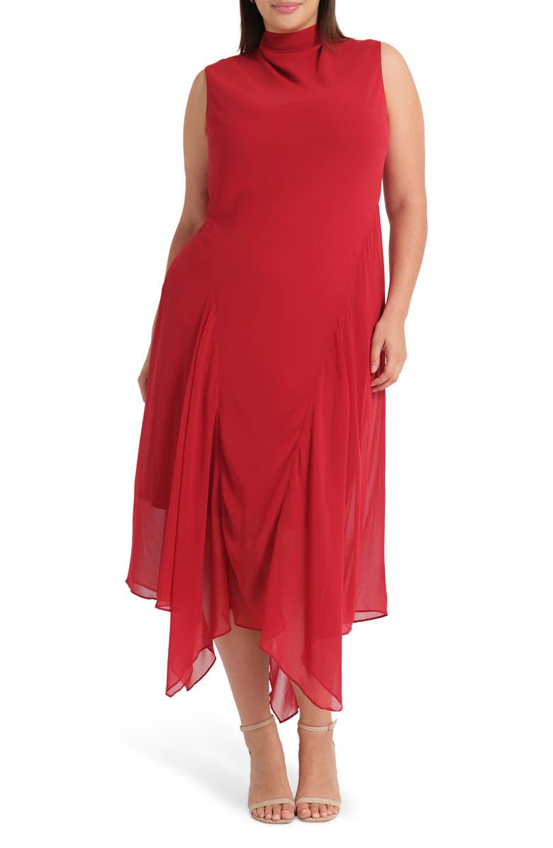 Estelle Holly Handkerchief Hem Midi Dress, Main, color,