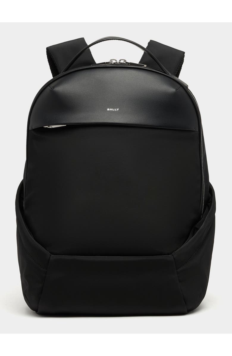 Bally Vogel Backpack in Nylon and Recycled Leather, Main, color, Black+Palladio