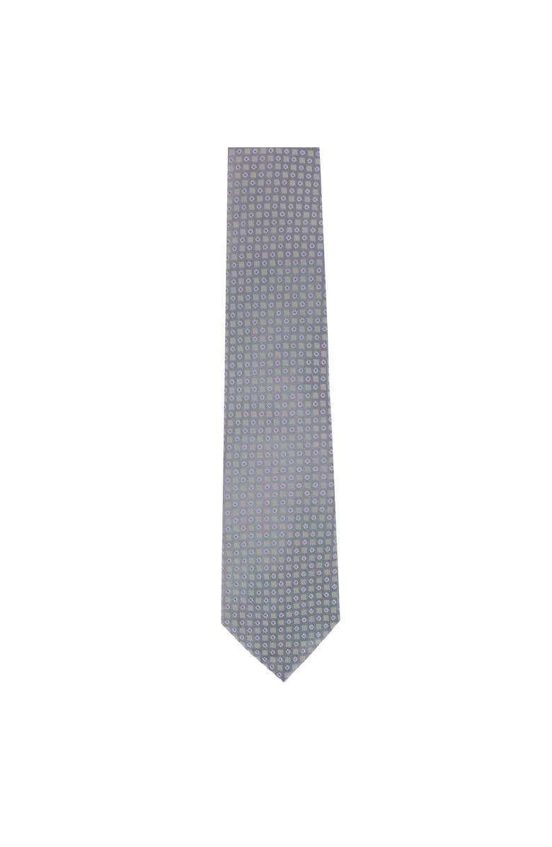 Trafalgar Ewing Square and Polka Dot Business Silk Necktie, Alternate, color, Grey With Purple Polka Dots