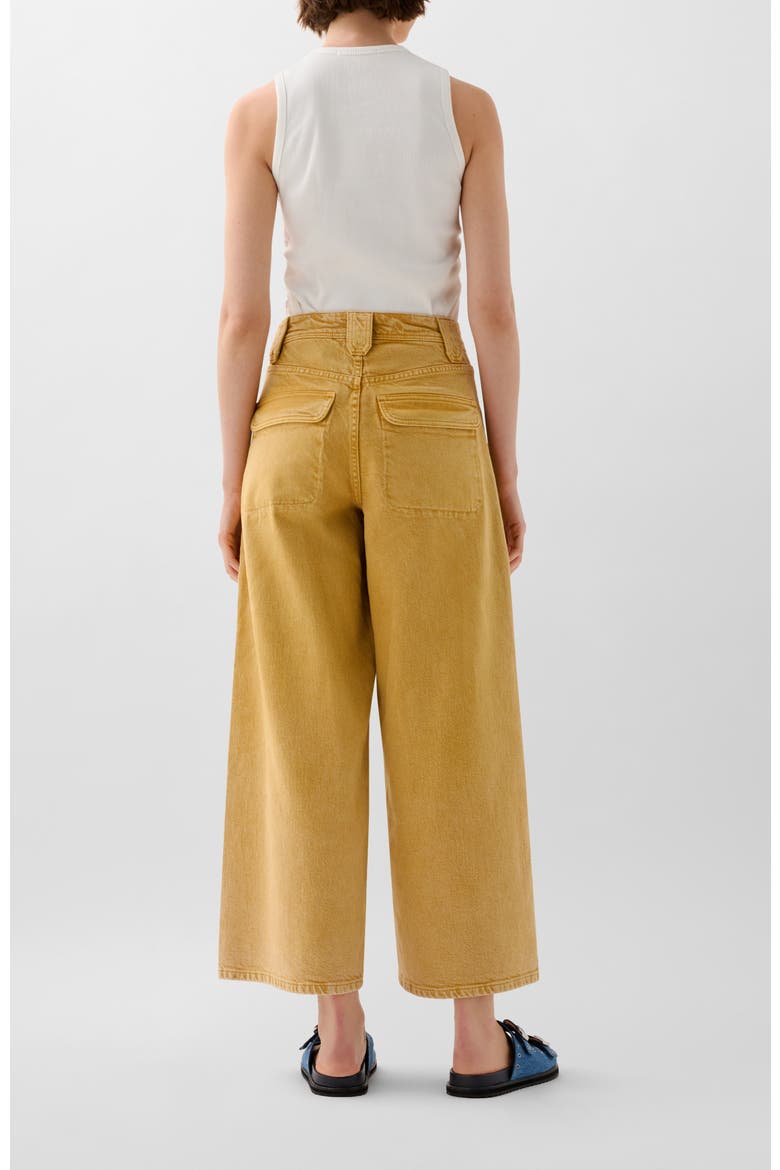 Culotte Washed Denim Pant, Alternate, color, Mustard