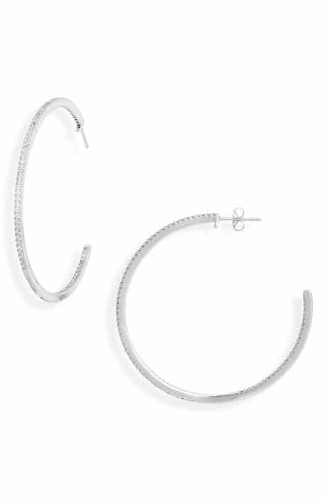 NORDSTROM RACK 55mm Thin CZ Pavé Hoop Earrings