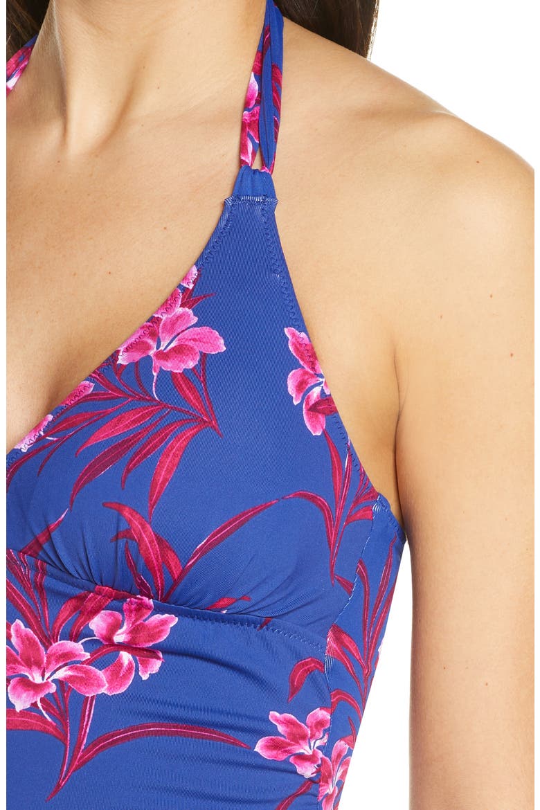 Oasis Blossoms Halter Tankini, Alternate, color, BLUE SAPPHIRE