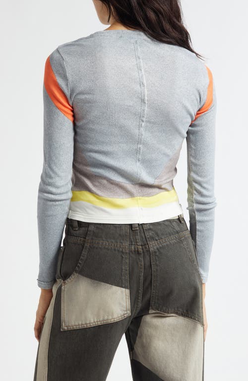Eckhaus Latta Multicolor Lapped Baby Crewneck T-shirt In Gray