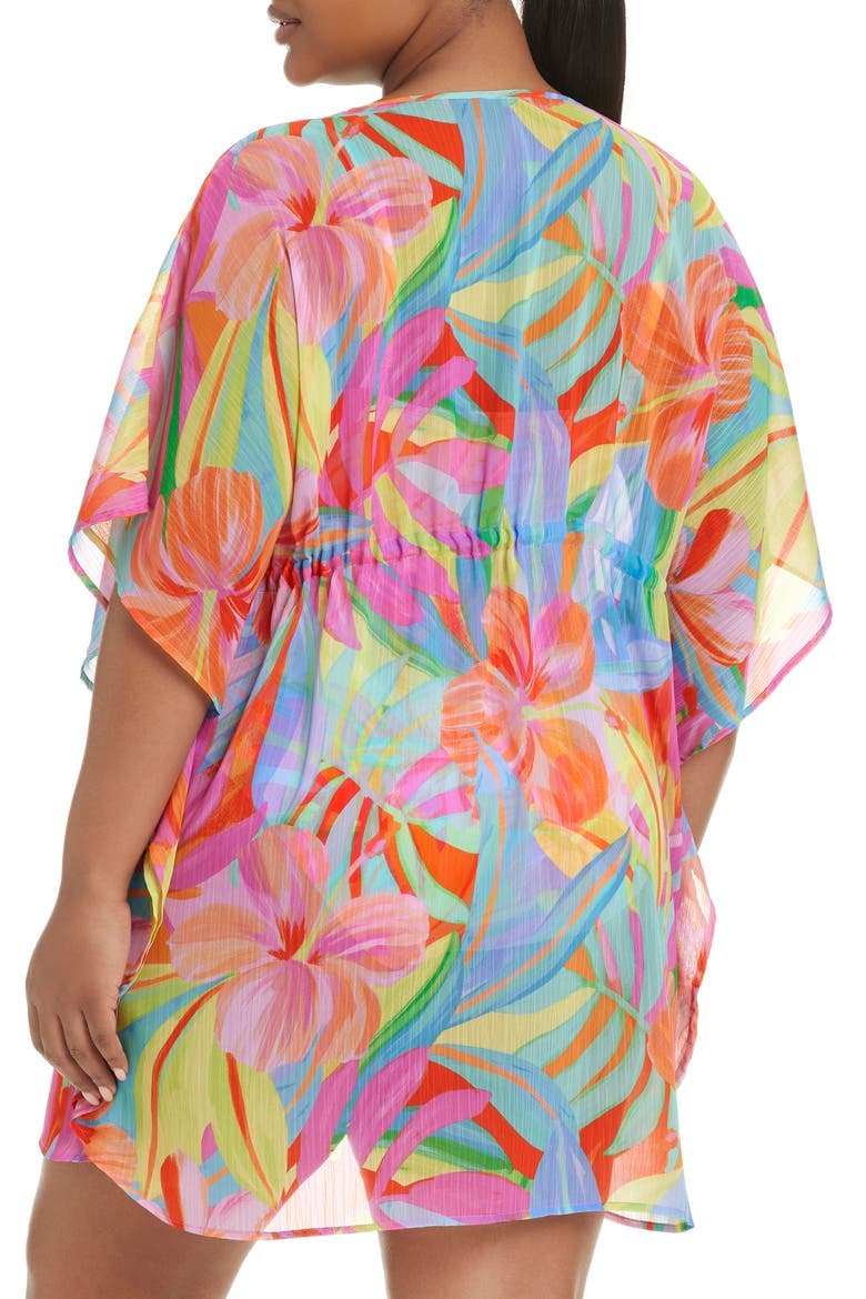 Semisheer Cover-Up Caftan, Alternate, color, BLUE MULTI