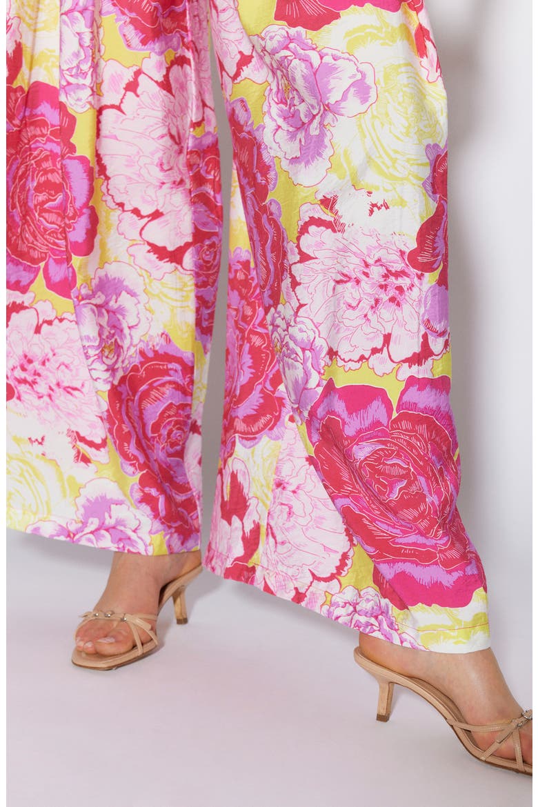 Floral Pleated High Waist Palazzo Pants, Alternate, color, YELLOW PLUM AOP BIG FLOWER