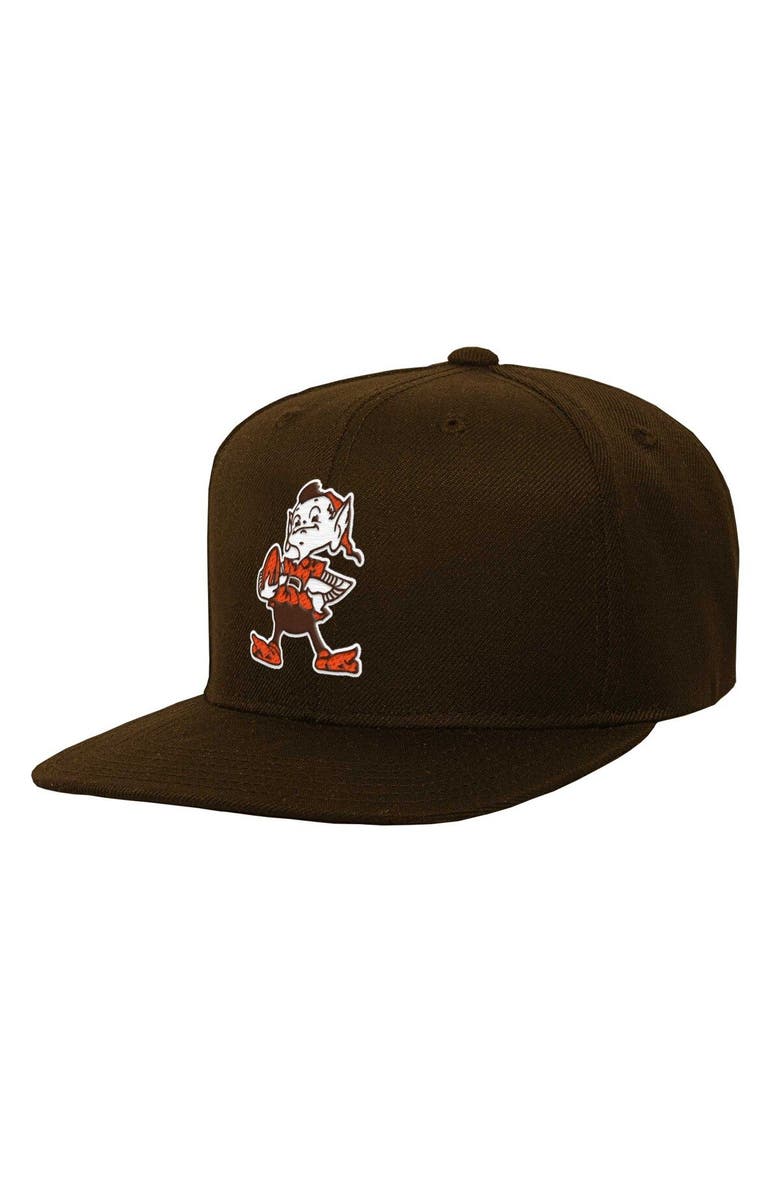 Mitchell & Ness Youth Mitchell & Ness Brown Cleveland Browns Gridiron Classics Ground Snapback Hat, Main, color, 