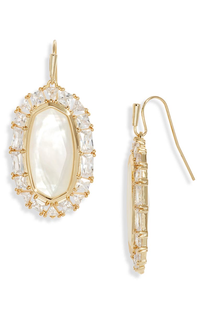 Kendra Scott Elle Crystal Frame Mother-of-Pearl Drop Earrings, Main, color, 