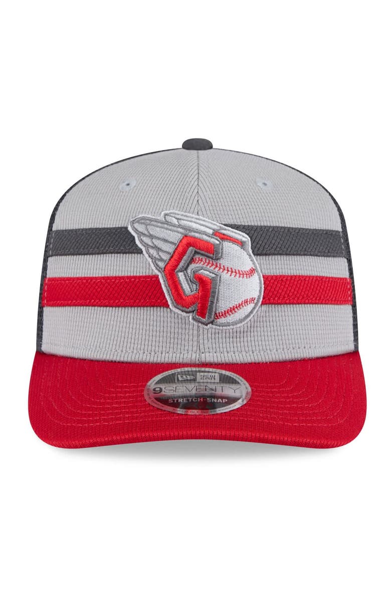 New Era Men's New Era  Gray/Red Cleveland Guardians 2025 Batting Practice 9SEVENTY Stretch-Snap Trucker Hat, Alternate, color, 