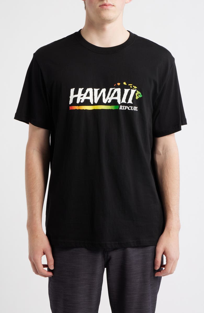 Rip Curl Hawaii Gritty Cotton Graphic T-Shirt, Main, color, Black