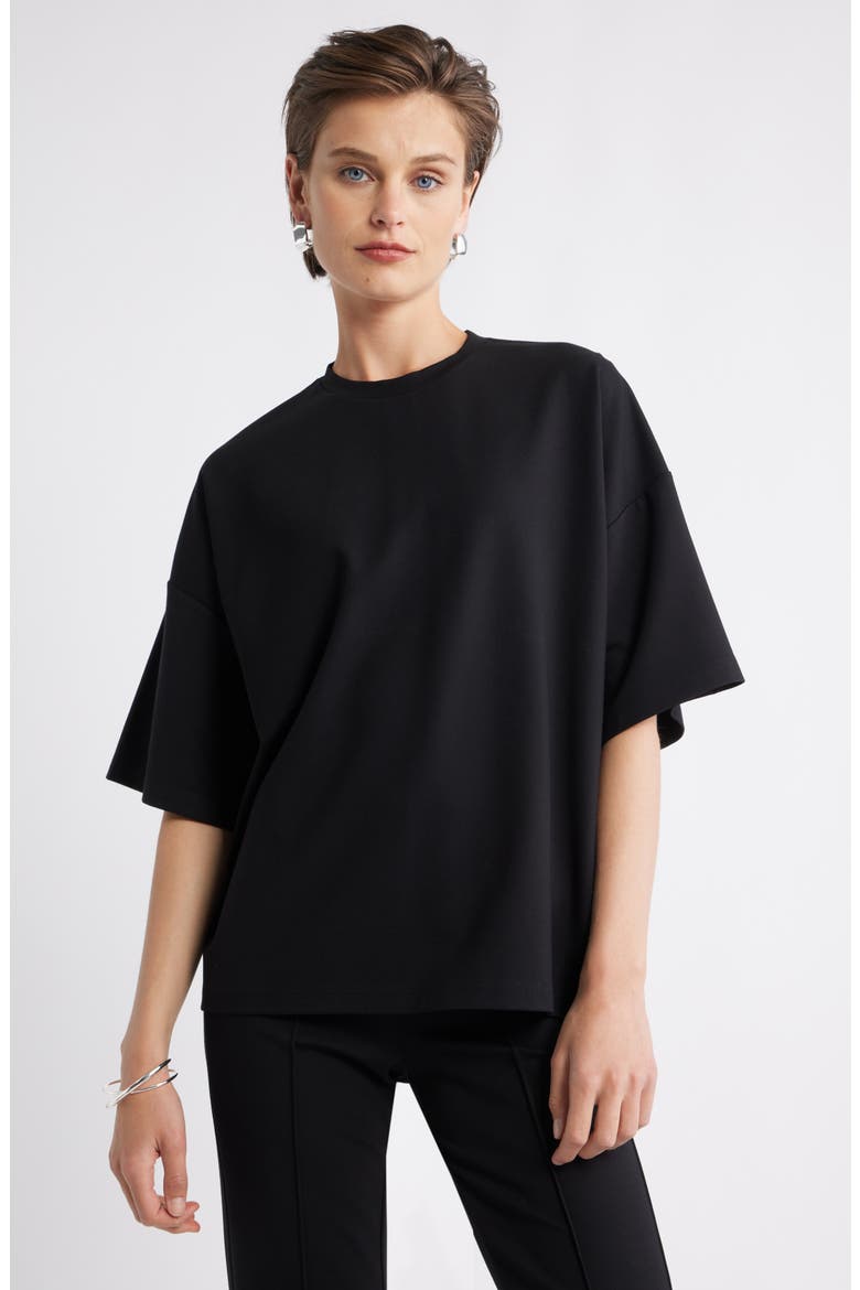 Ponte T-Shirt, Main, color, BLACK