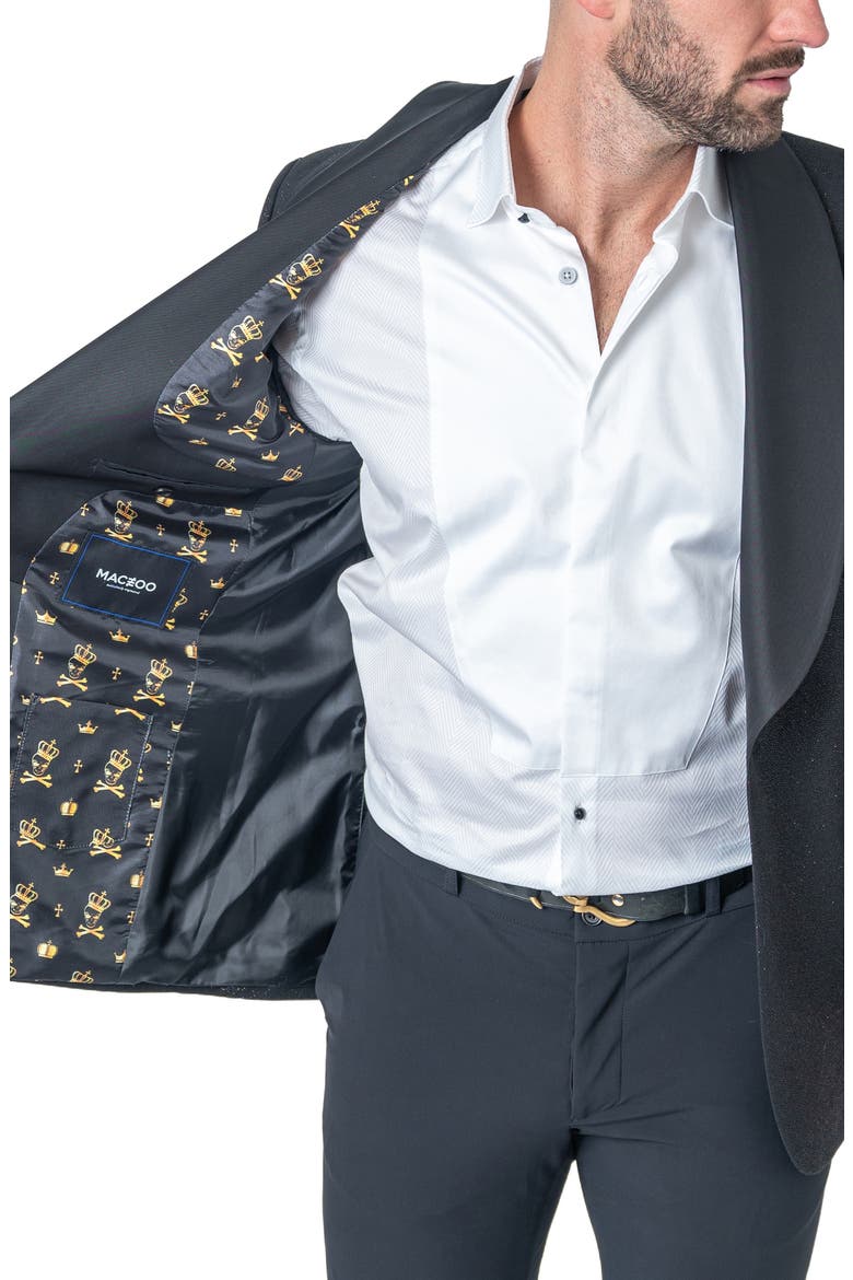 Ceremonial Black Glitter Shawl Collar Dinner Jacket, Alternate, color, BLACK