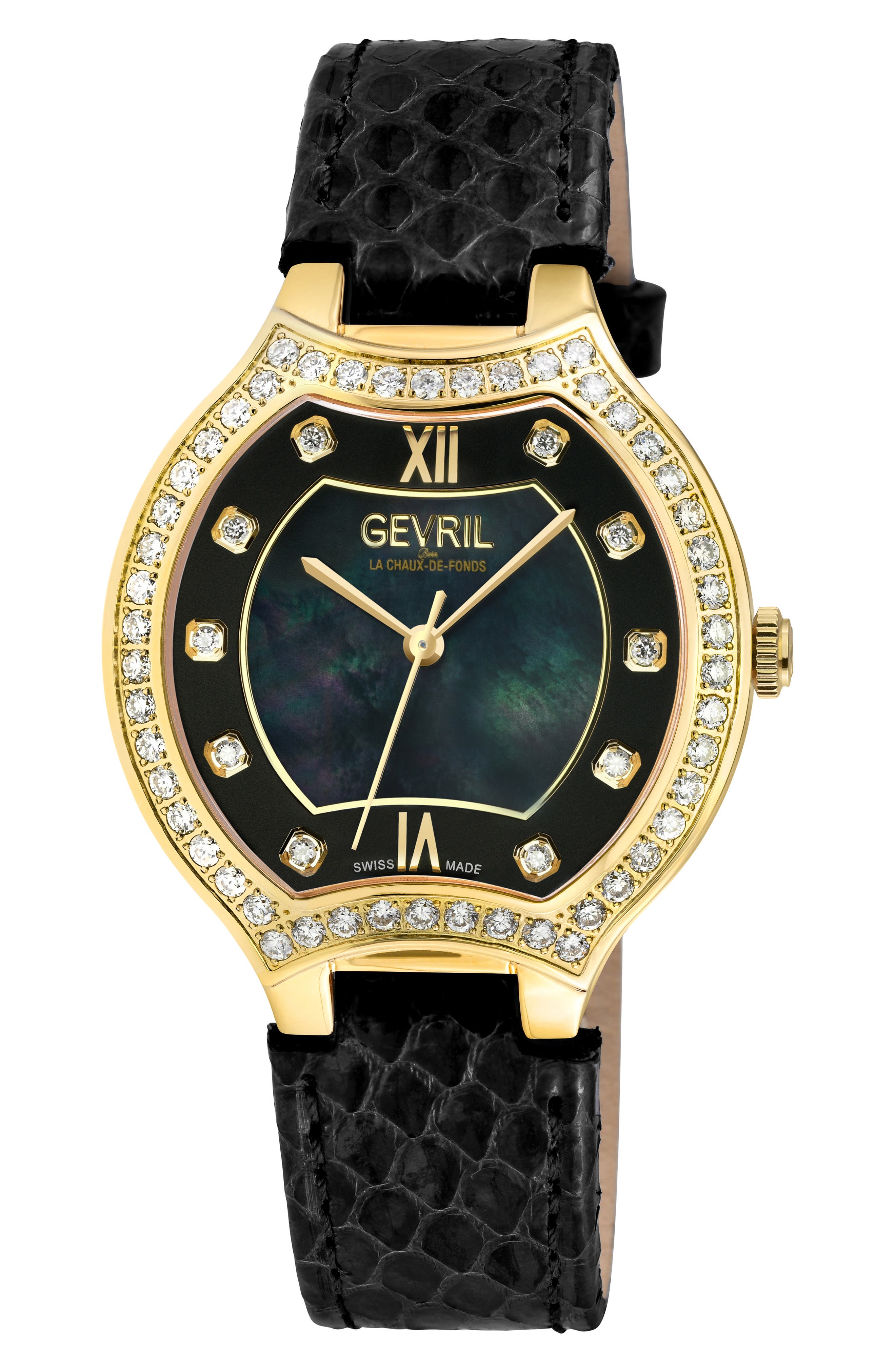 GEVRIL Lugano Swiss Diamond Quartz Watch, 35mm