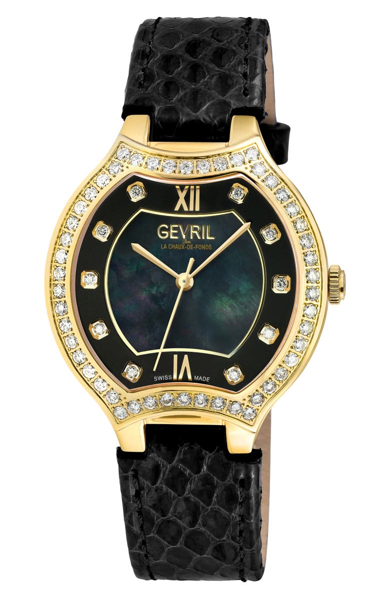GEVRIL Lugano Swiss Diamond Quartz Watch, 35mm, Main, color, 