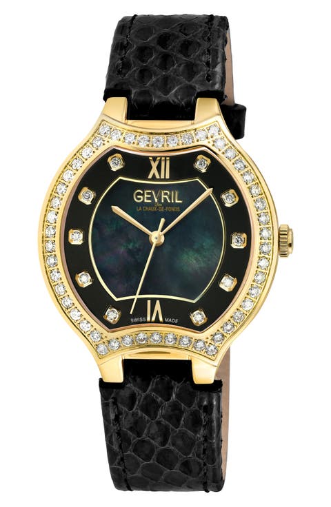 Lugano Swiss Diamond Quartz Watch, 35mm
