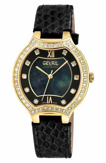 GEVRIL Lugano Swiss Diamond Quartz Watch, 35mm