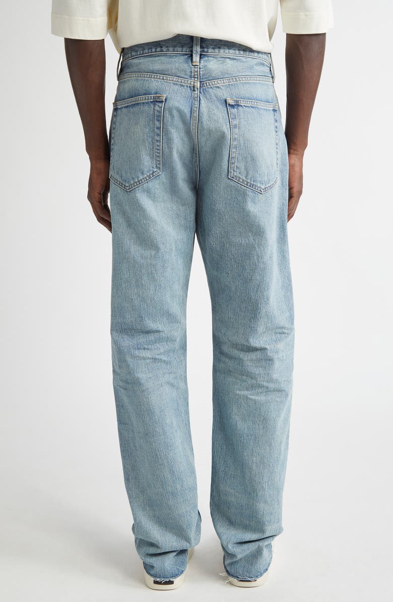 Fear of God Five-Pocket Raw Hem Straight Leg Jeans, Alternate, color, Indigo 2