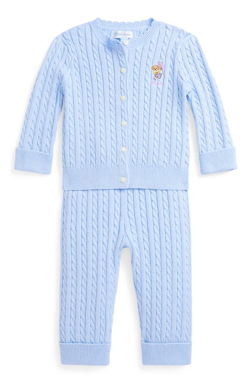 Polo Ralph Lauren Ralph Lauren Cable Cotton Cardigan & Pants Set In Office Blue
