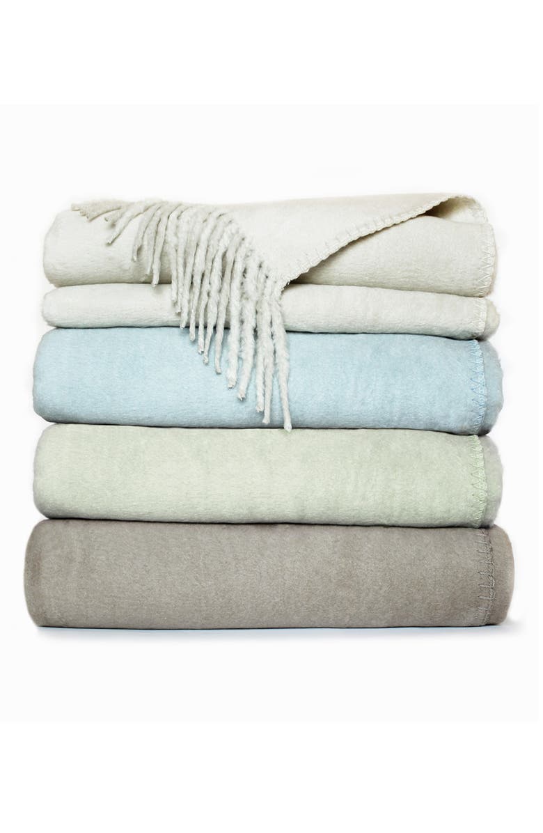 MELANGE HOME Plaza Silk Fringe Throw Blanket, Alternate, color, Sage