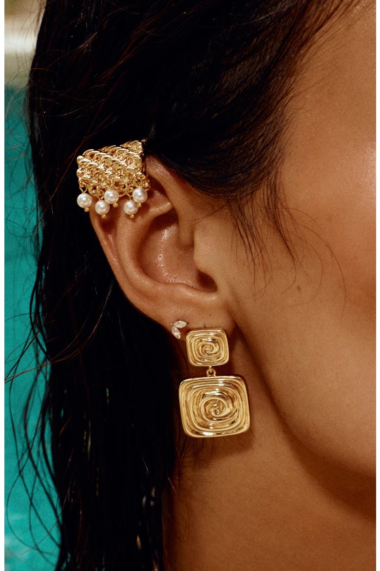 Palma Imitation Pearl Ear Cuff, Alternate, color, GOLD