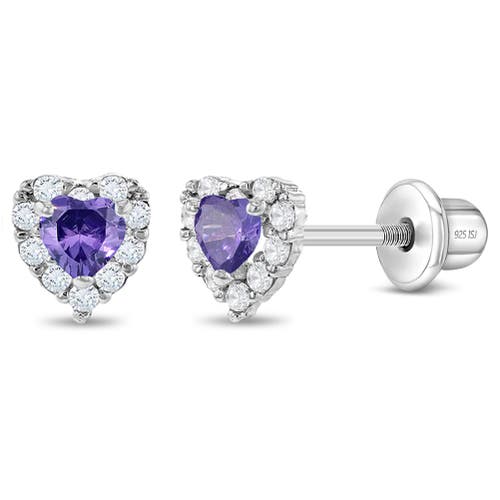 In Season Jewelry Princess Heart Cubic Zirconia Earrings in Purple at Nordstrom