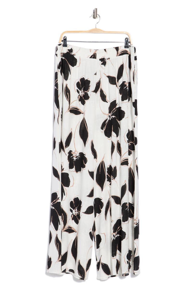 Renee C Floral Print Wide Leg Pants, Alternate, color, White