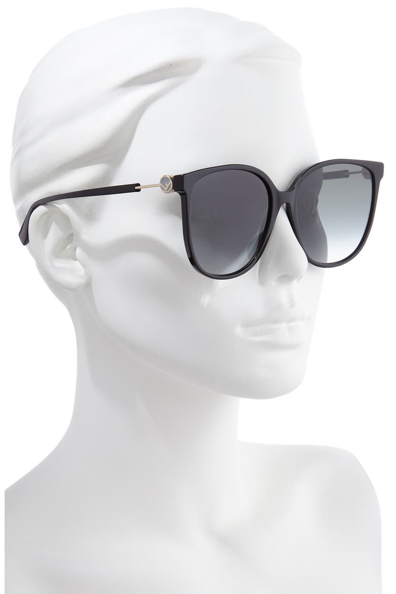 58mm Cat Eye Sunglasses, Alternate, color, BLACK/ DKGRAY GRADIENT
