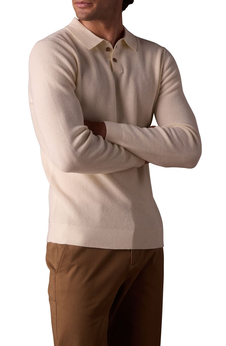 The Normal Brand Robles Long Sleeve Waffle Cotton Polo Sweater, Alternate, color, Cream