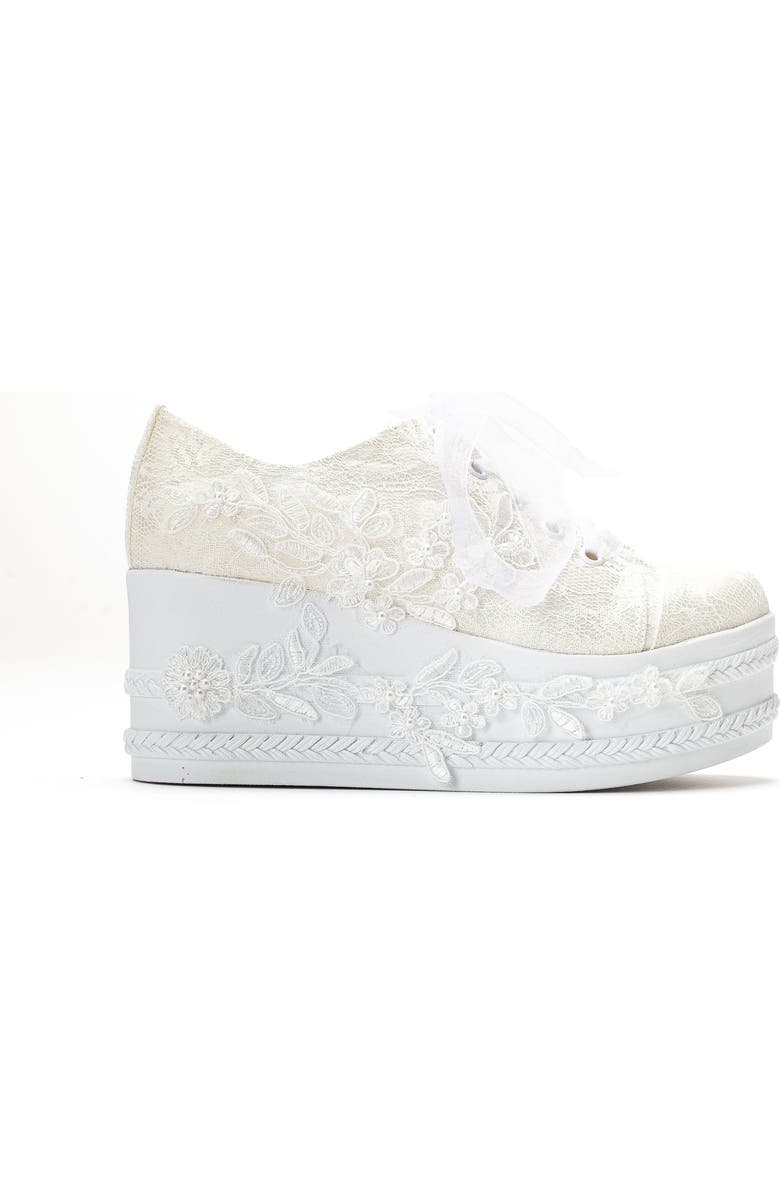 Forever & Always Shoes Valencia Lace Platform Bridal Sneaker, Alternate, color, Ivory