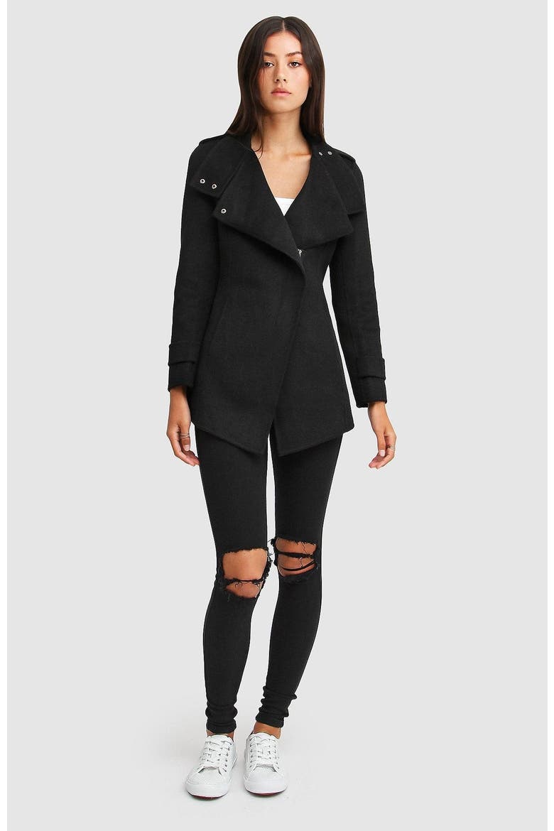 Bad Girl Wool Blend Moto Coat, Alternate, color, Black
