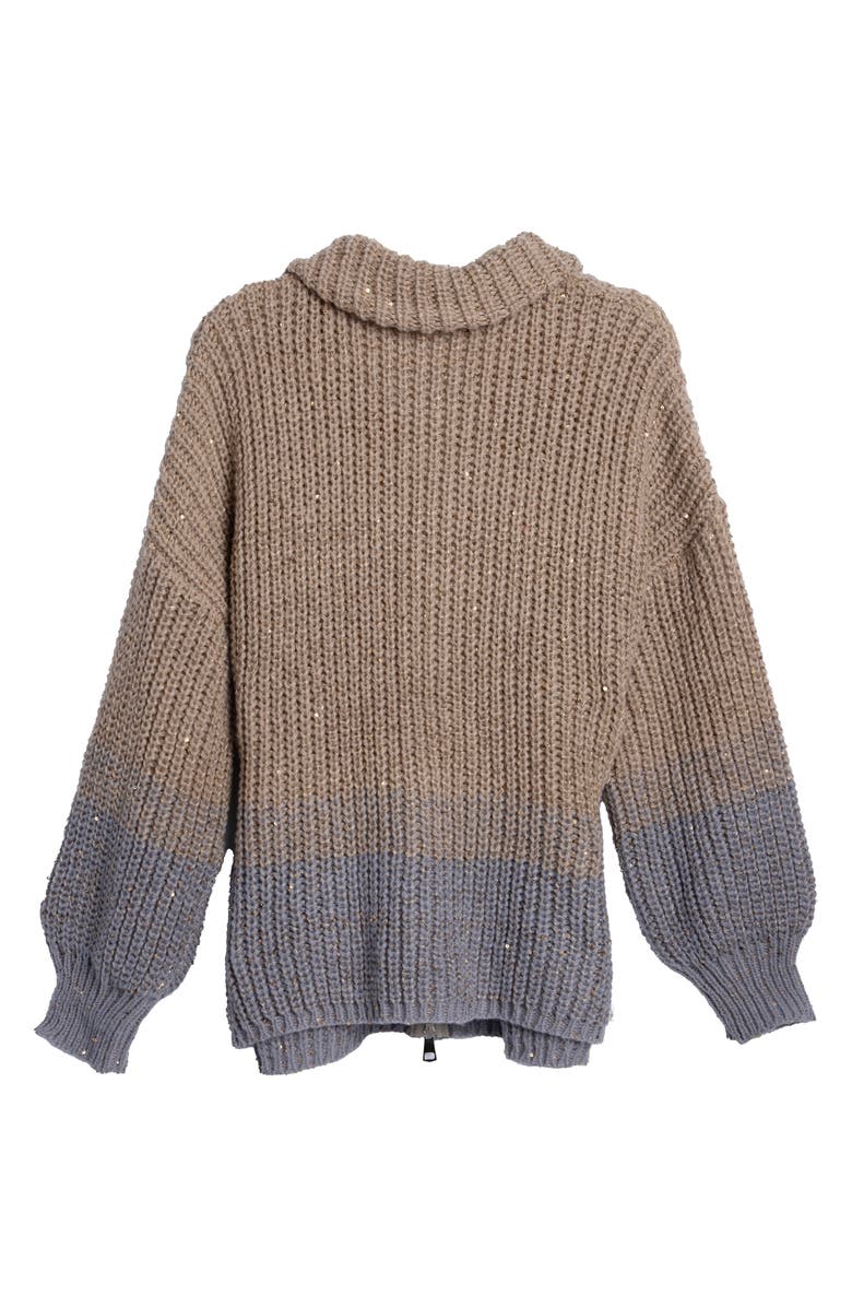 SAACHI Sequin Crocheted Zip-Up Cardigan, Alternate, color, Brown