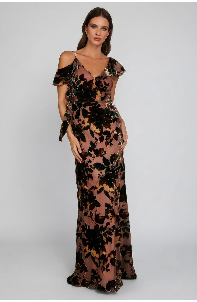 Six Stories Floral Devore Strappy Dress, Main, color, Turquoise