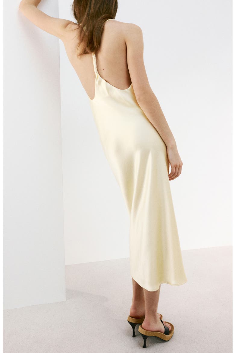 Satin Open Back Dress, Alternate, color, PASTEL YELLOW
