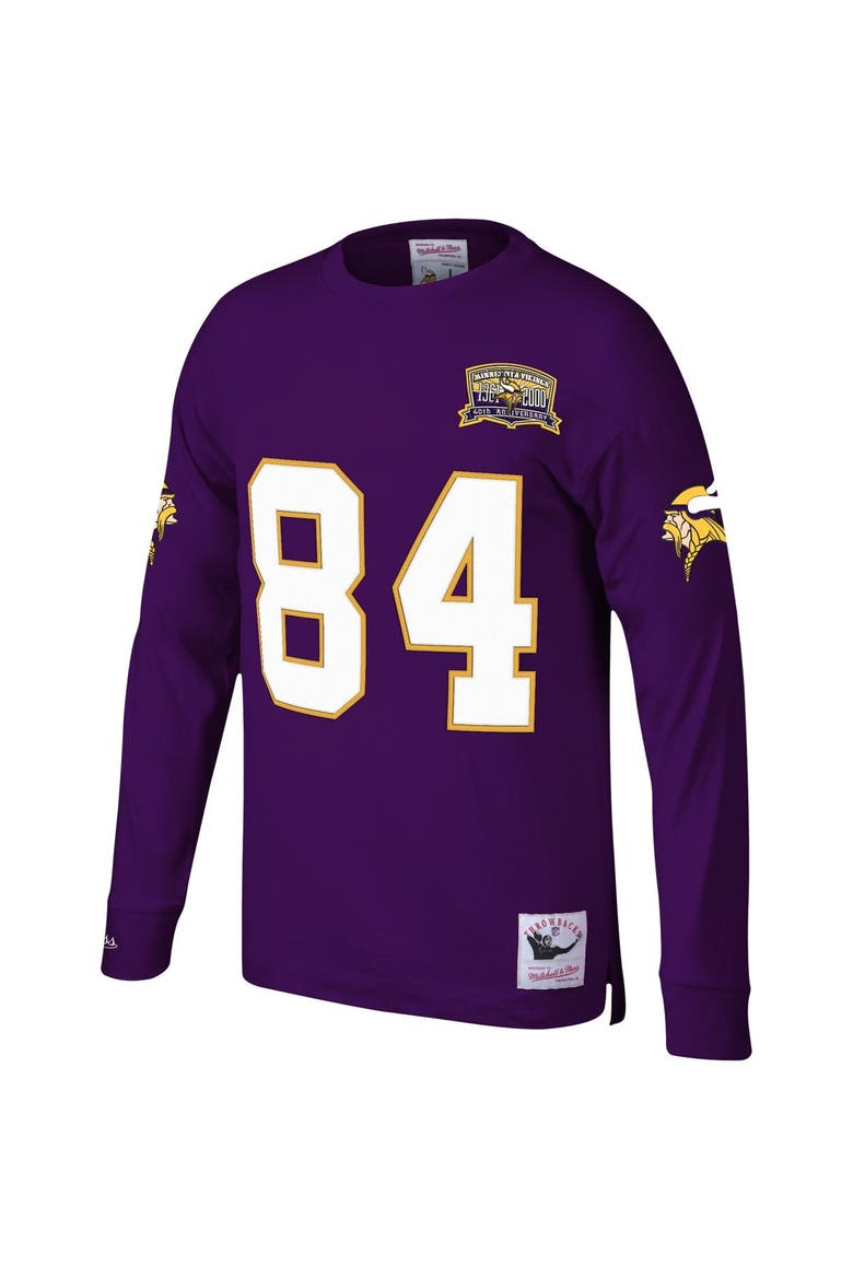 Men's Mitchell & Ness Randy Moss Purple Minnesota Vikings Big & Tall Retired Player Name & Number Long Sleeve Top, Alternate, color, Purple