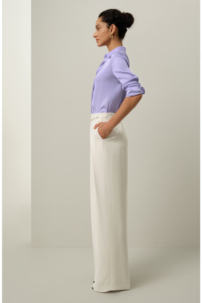 Women's Heavy-Weight Silk Crepe Wide-Leg Pants, Alternate, color, Natural White