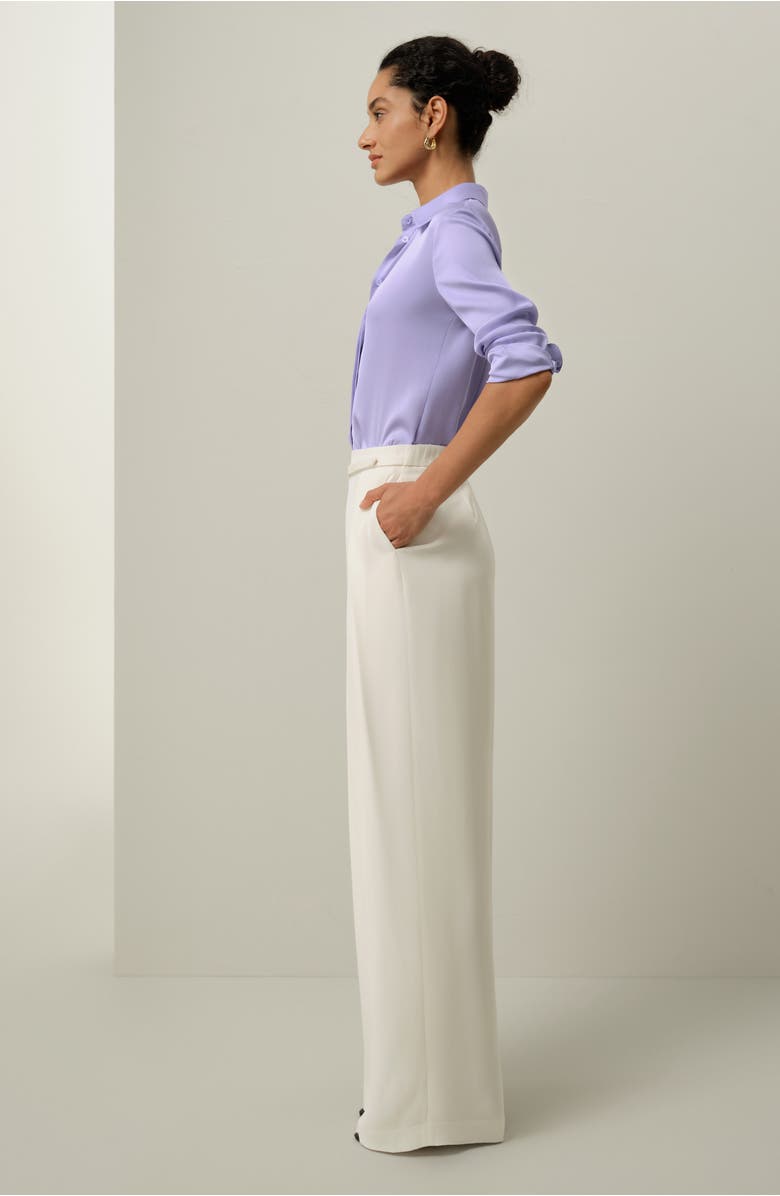 Lilysilk Heavy-Weight Silk Crepe Wide-Leg Pant, Alternate, color, Natural White