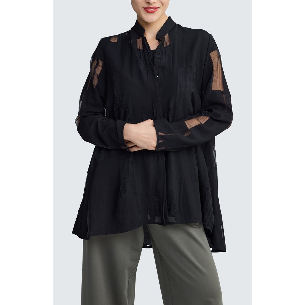 Luukaa Ondine Sheer Jacquard Shirt In Black