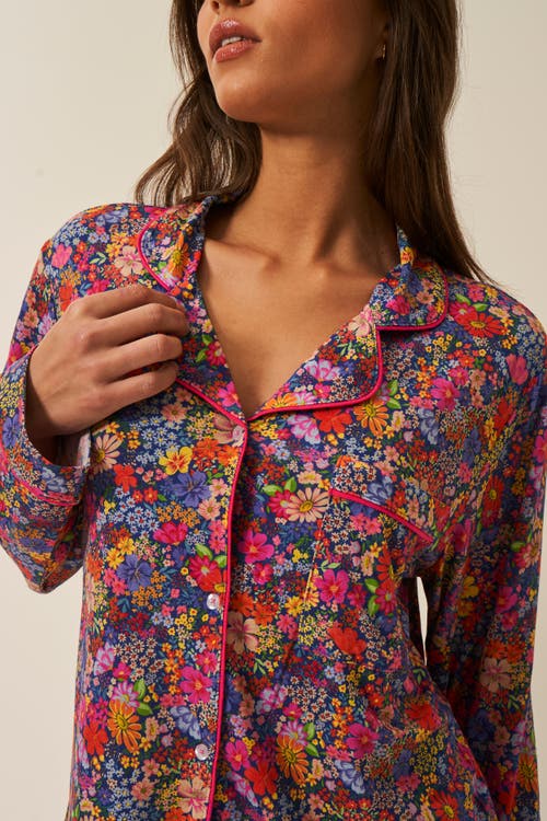 Stripe & Stare Long Pyjama Set In Full Bloom