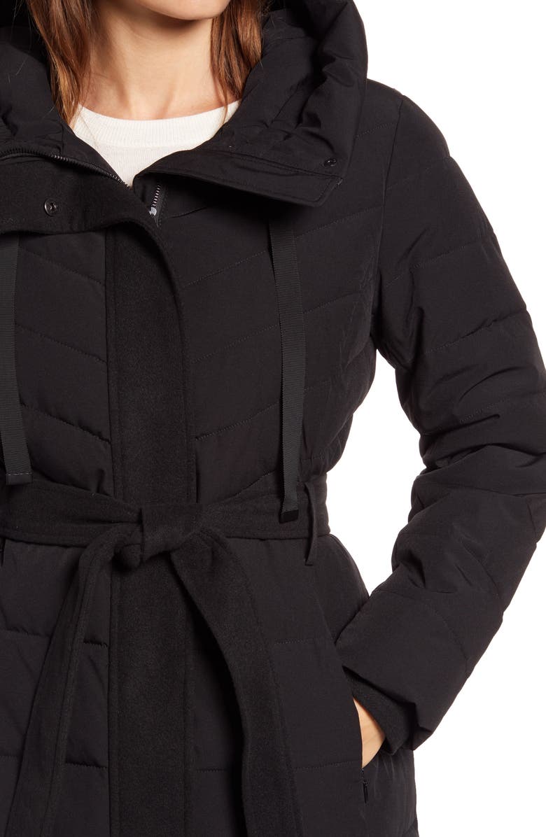 Ellen Tracy Belted Hooded Quilted Coat, Alternate, color, 