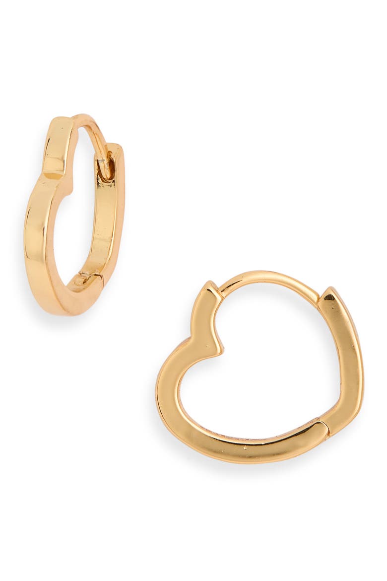 Liliana Elegant Heart Shaped Huggie Hoop Earrings, Main, color, GOLD
