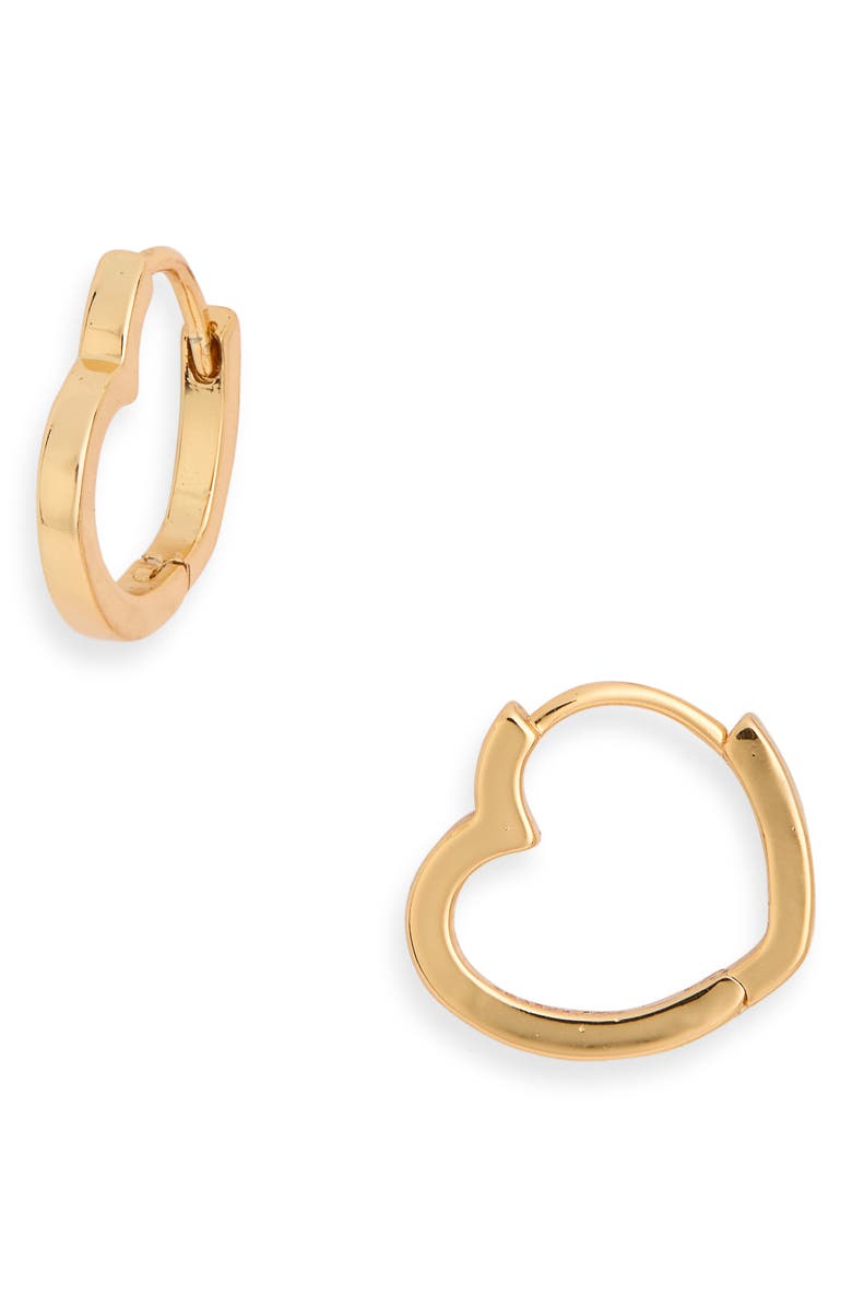 Sterling Forever Liliana Elegant Heart Shaped Huggie Hoop Earrings, Main, color, Gold