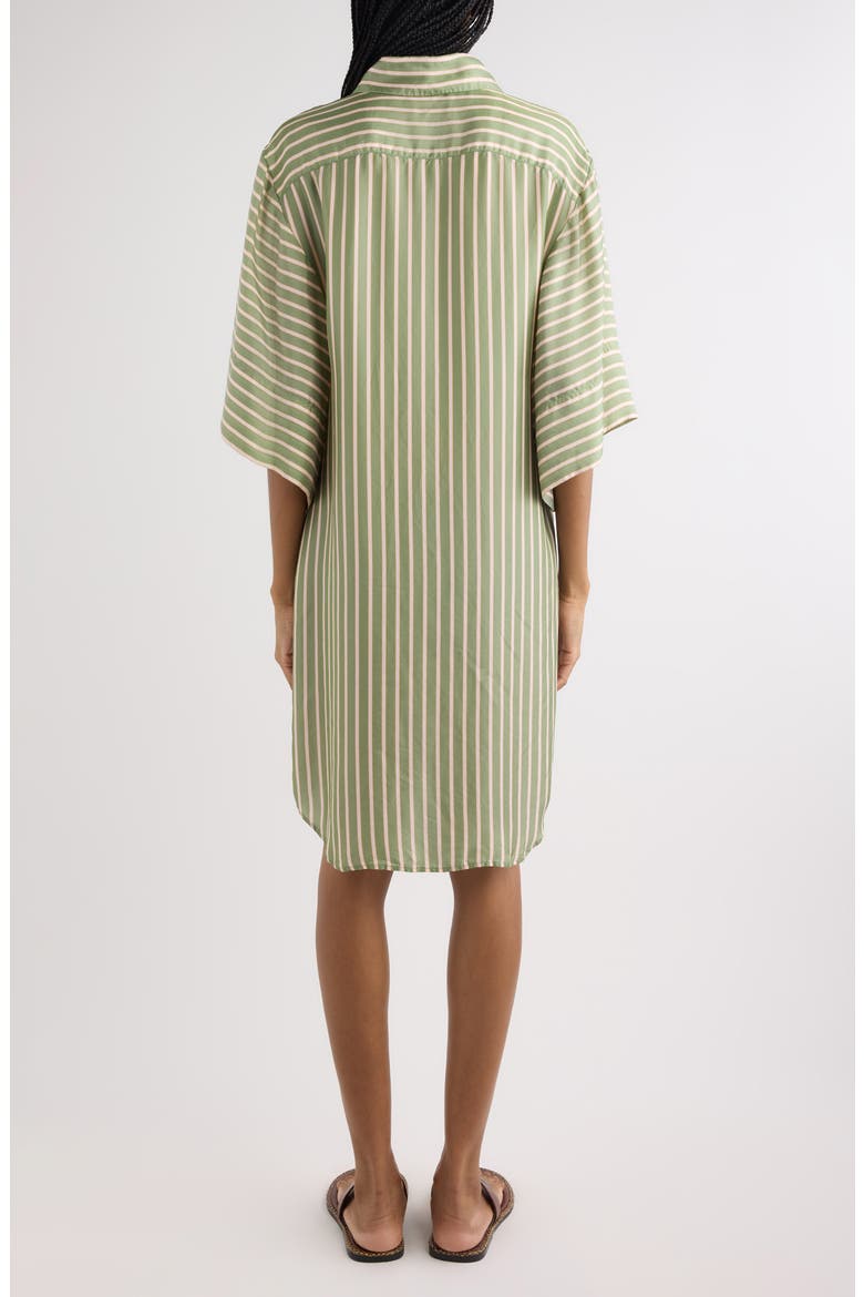 Drea Stripe Satin Shirtdress, Alternate, color, GREEN