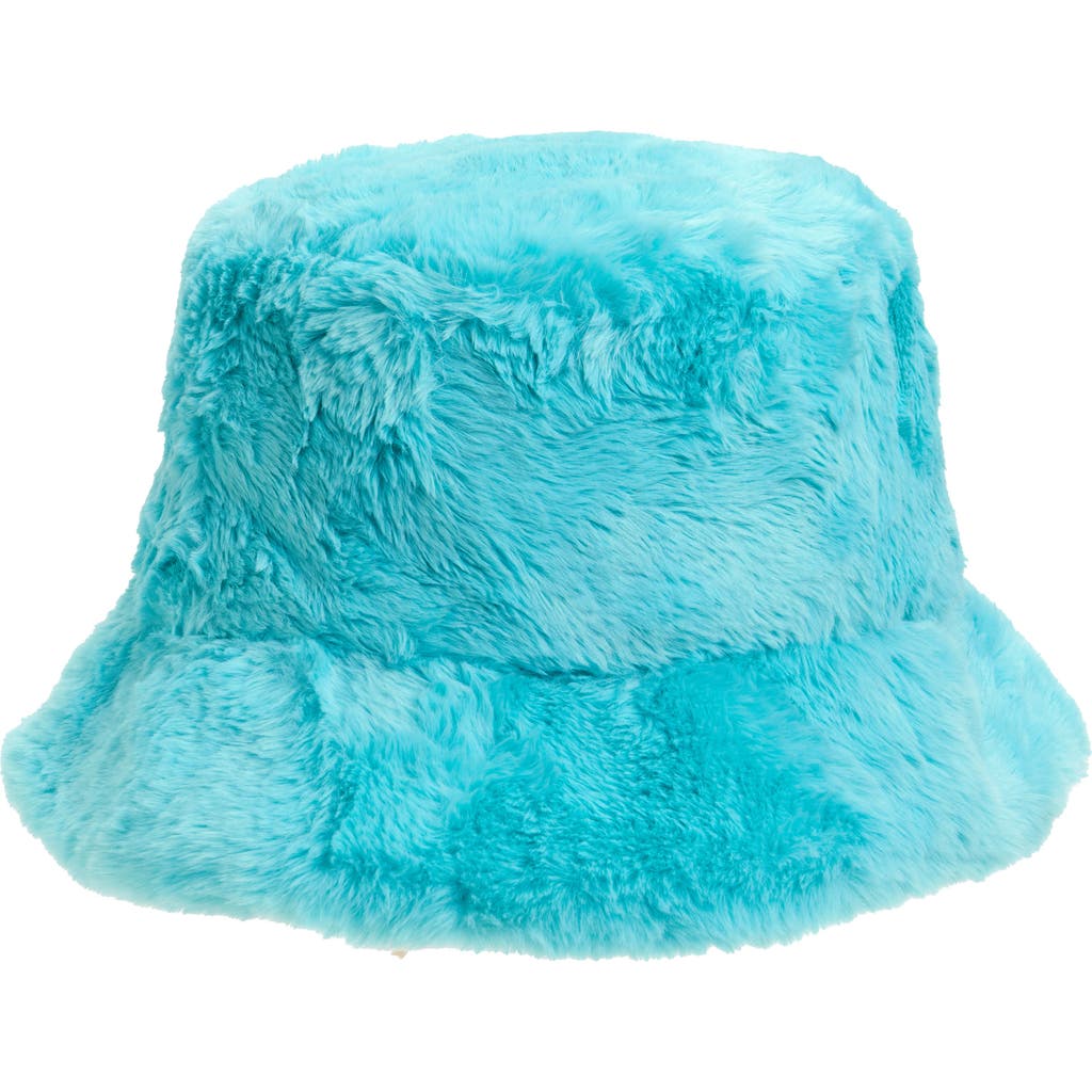 Tasha Faux Fur Bucket Hat In Blue