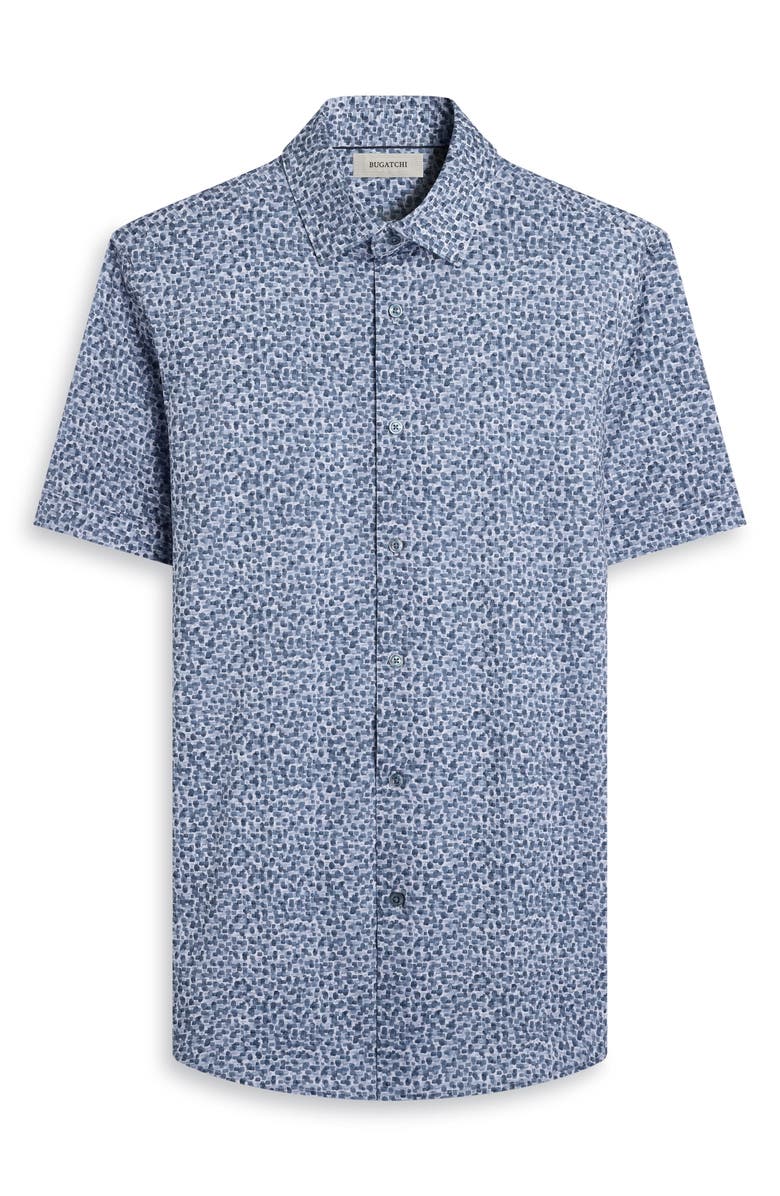 Bugatchi Miles OoohCotton<sup>®</sup> Short Sleeve Button-Up Shirt, Alternate, color, Cobalt