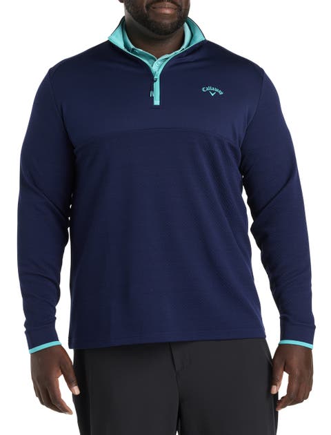 Big & Tall 1/4-Zip Textured Mixed Media Pullover